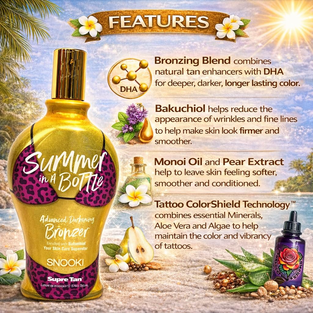 Snooki Summer in a Bottle Advanced Darkening Bronzer Tanning Lotion 12 oz