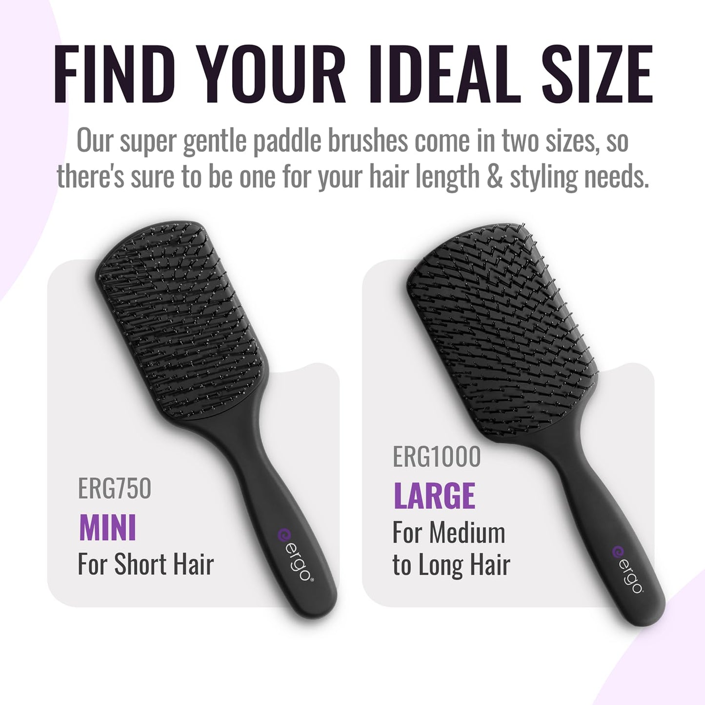 ERGO Super Gentle Mini Paddle Brush for Blow Drying - Hair Brushes for Women with Thick or Thin Hair - Dual Hairbrush for Women - Detangler Hair Brush - Gently Detangles Curly or Wet Hair - ERG750