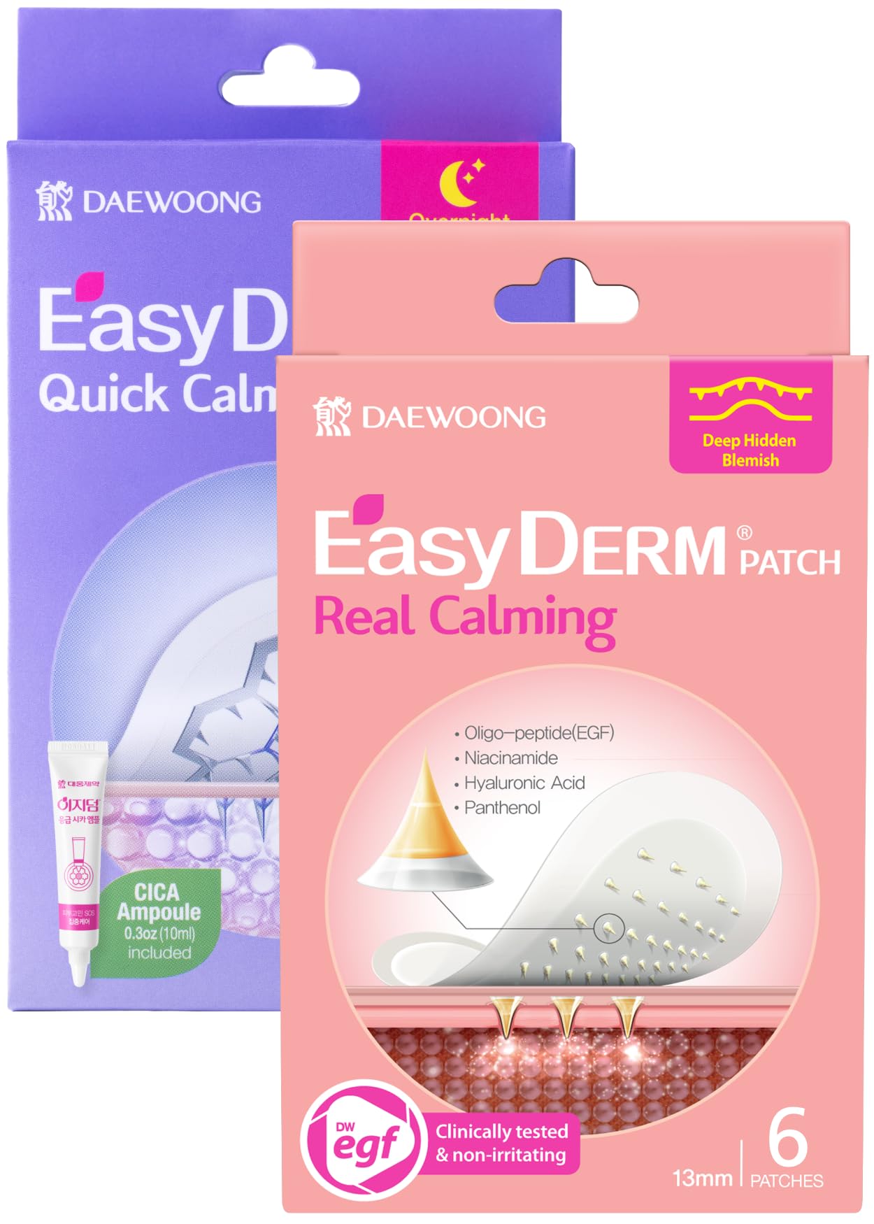 EasyDerm Micro Point Acne Patch Duo – 10 Magnesium Pimple Patches + 6 Real Calming Microdart Patches for Breakout & Post-Blemish Care, 2-Step K-Beauty Skincare Kit, Summer & Travel Essentials
