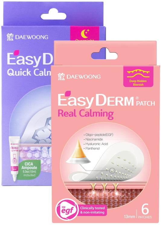 EasyDerm Micro Point Acne Patch Duo – 10 Magnesium Pimple Patches + 6 Real Calming Microdart Patches for Breakout & Post-Blemish Care, 2-Step K-Beauty Skincare Kit, Summer & Travel Essentials