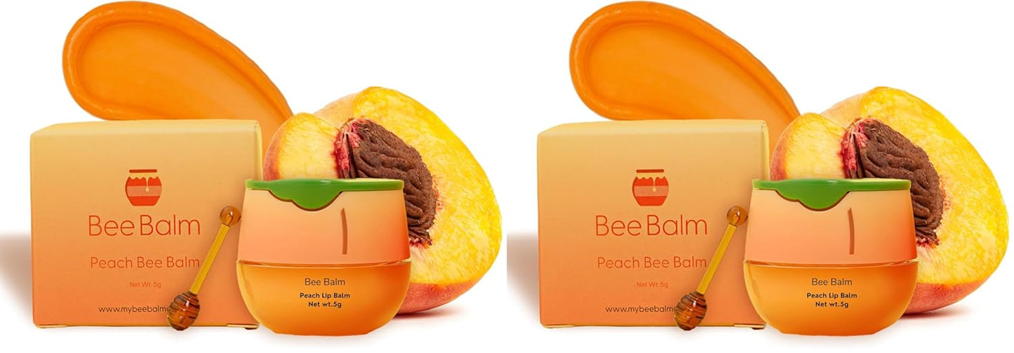 My Bee Balm Lip Balm - Peach Hydrating Balm for Dry, Chapped Lips | Propolis & Honey, 2-Pack