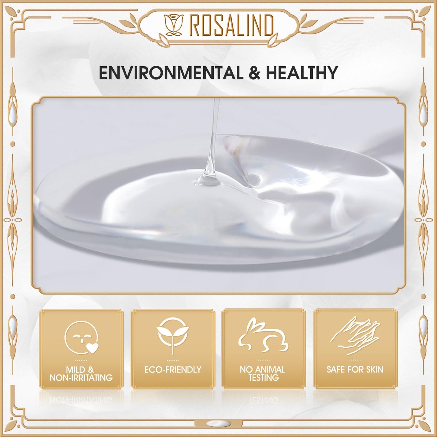 ROSALIND 2 PCS No Wipe Gel Top Coat and Base Coat Set Soak Off LED Nail Lamp Clear Base Top Gel Nail Polish Set