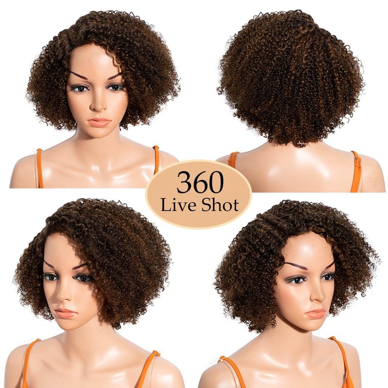 HD Lace Front Wig - 5-Inch Side Part Kinky Curly Human Hair | 180% Density, Brazilian Virgin Hair, 10-Inch Length