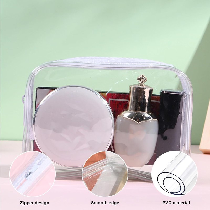 Clear Makeup Bags - 36 PCS Waterproof Travel Cosmetic Organizers | Zippered Toiletry Bags for Men & Women