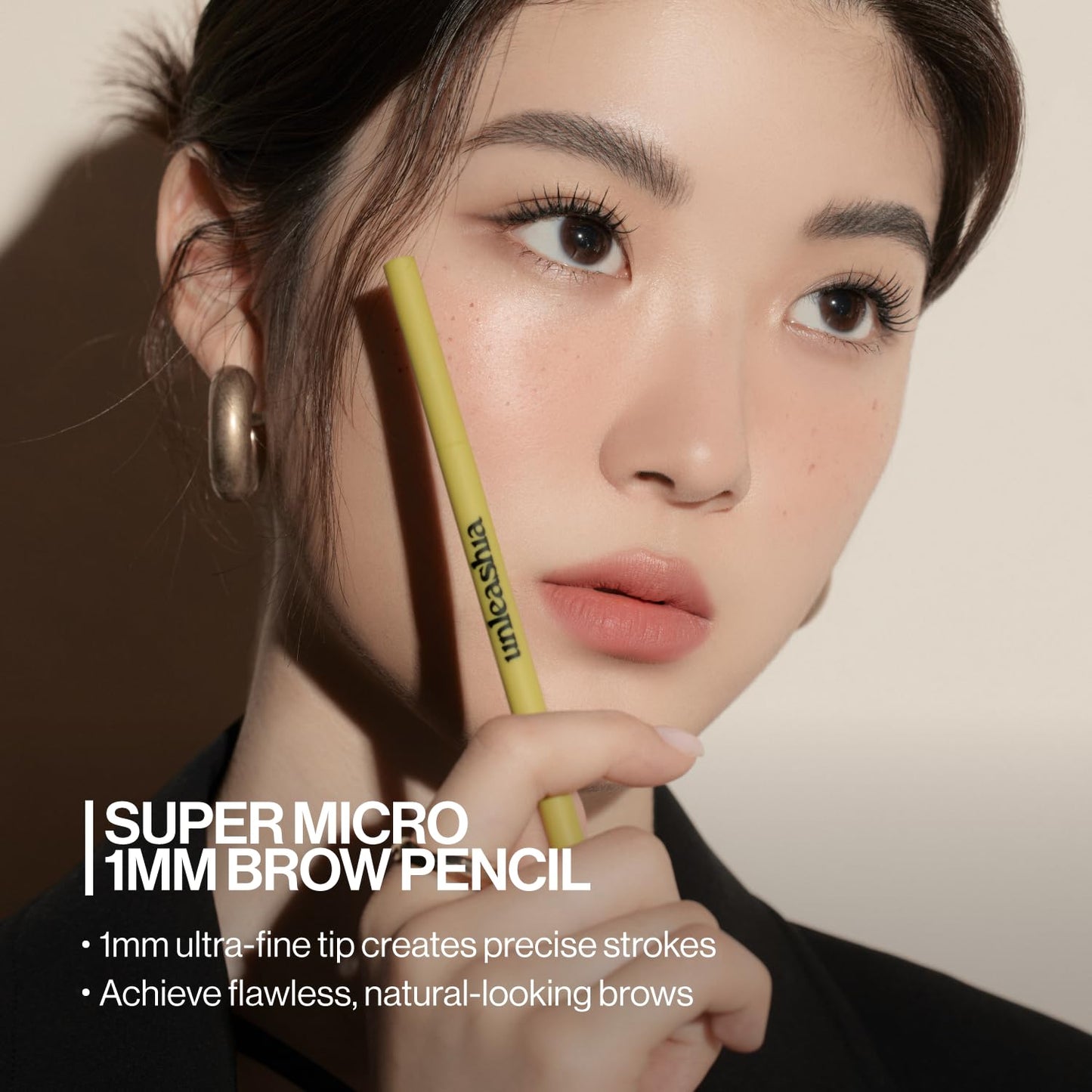 Unleashia Shaper Defining Eyebrow Fixer & Pencil No1. Oatmeal Brown - Super Slim 1mm Eyebrow Pencil