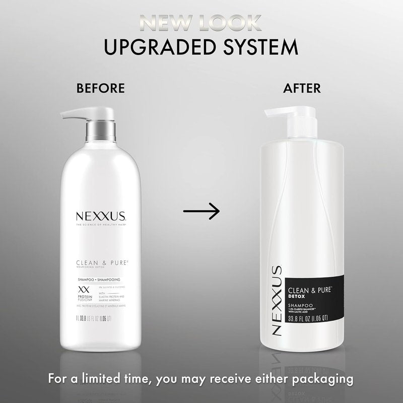 Nexxus Clean & Pure Shampoo - Detox Silicon, Sulfate & Paraben Free Hair Care | 33.8 oz with CLARIFIX Technology