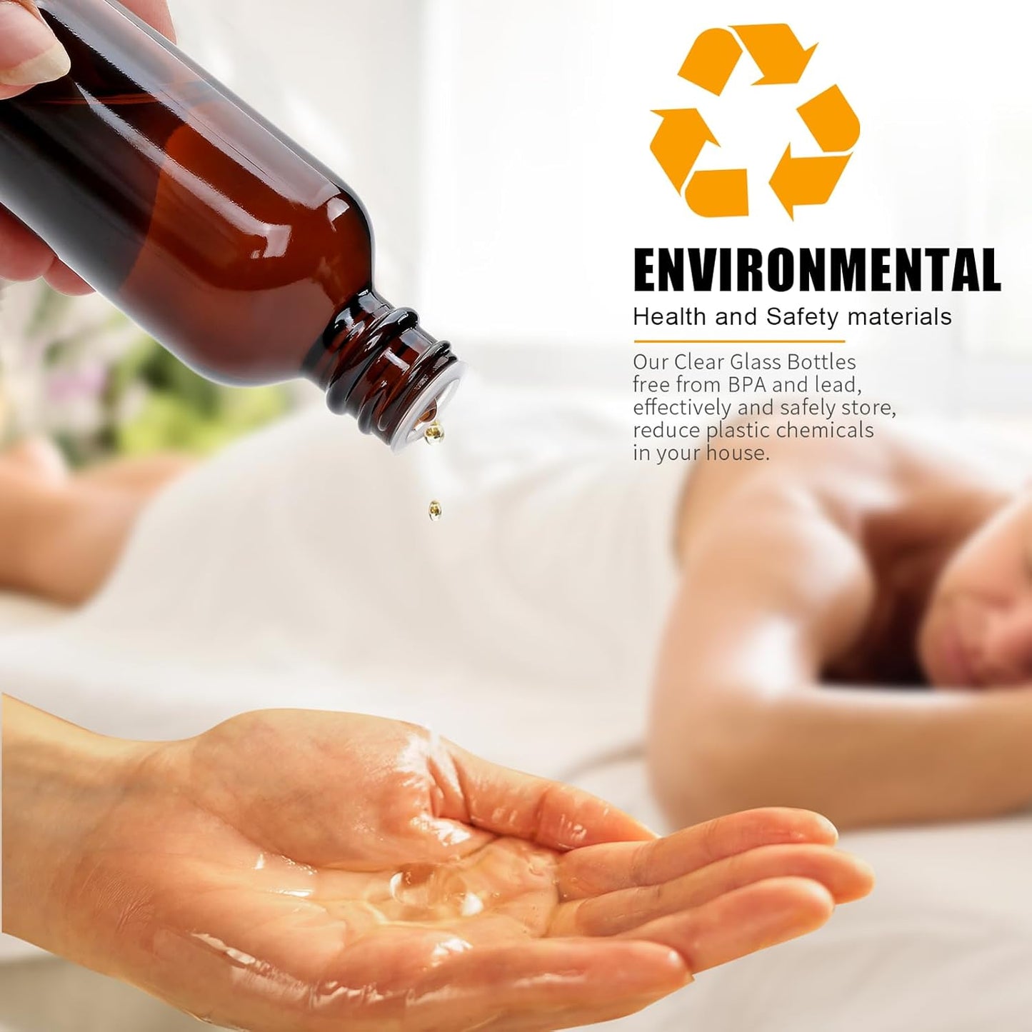 Maredash Amber Glass Bottles - 4oz Boston Round Containers with Leak-Proof Caps | 50 Pack for Essential Oils, Extracts & Herbal Remedies