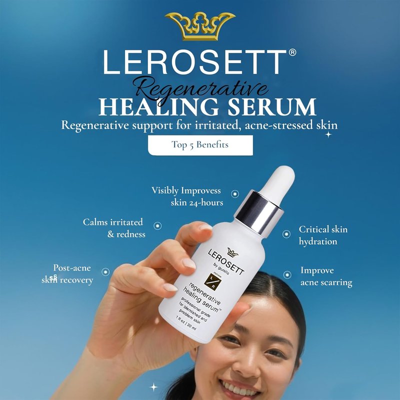 LEROSETT Healing Hydration Serum - Aloe & Ginseng Complex for Blemishes | 1 oz Plant-Based Formula