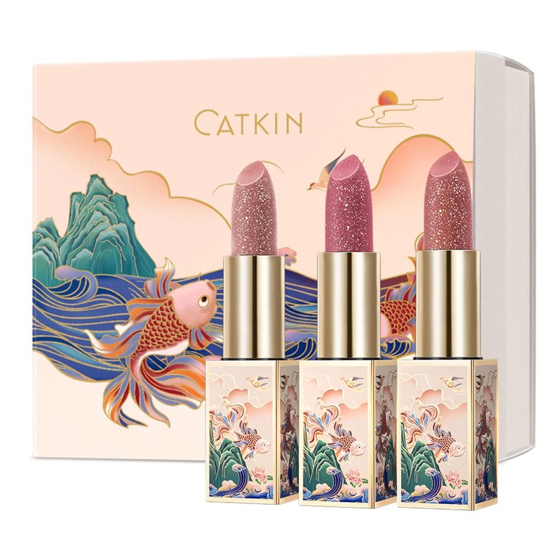 CATKIN Lip Balm Color Tinted Changing Lipstick Ultra Hydrating Lip Moistrurizer Lip Care with Vitamin E Nourishing For Cracked & Dry Lips 0.12 oz 3pcs with Gift Box (C13+C14+C15)
