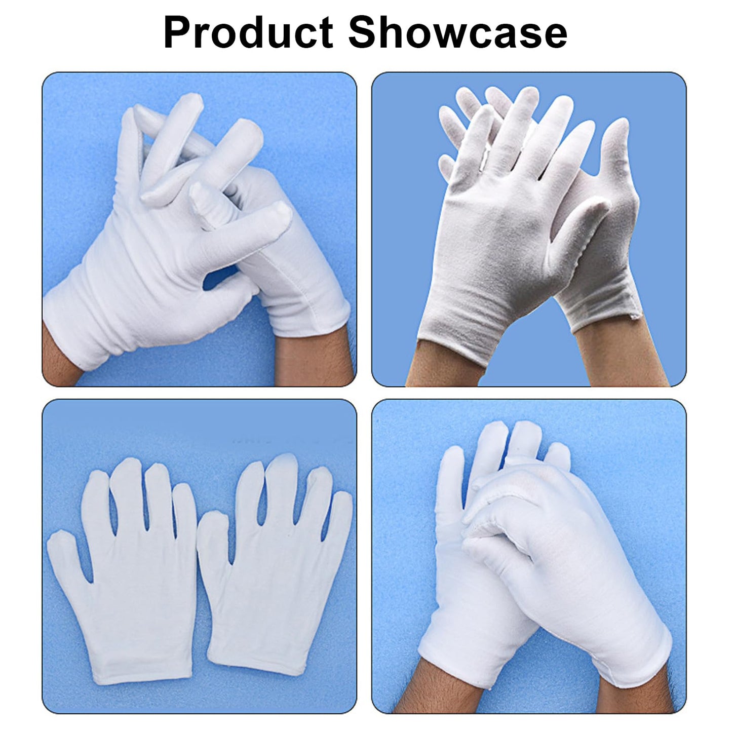 100 PCS White Cotton Gloves for Dry Hands White Cotton Gloves for Eczema Sleeping Cosmetic Moisturizing Eczema and Coin Jewelry Inspection Washable for Men and Women