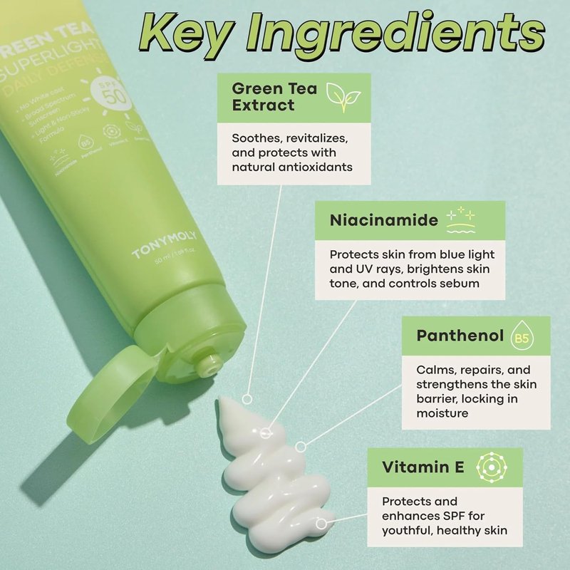 TONYMOLY Green Tea Sunscreen SPF 50 - Lightweight Hydrating Facial Mist for Face | Korean Skincare