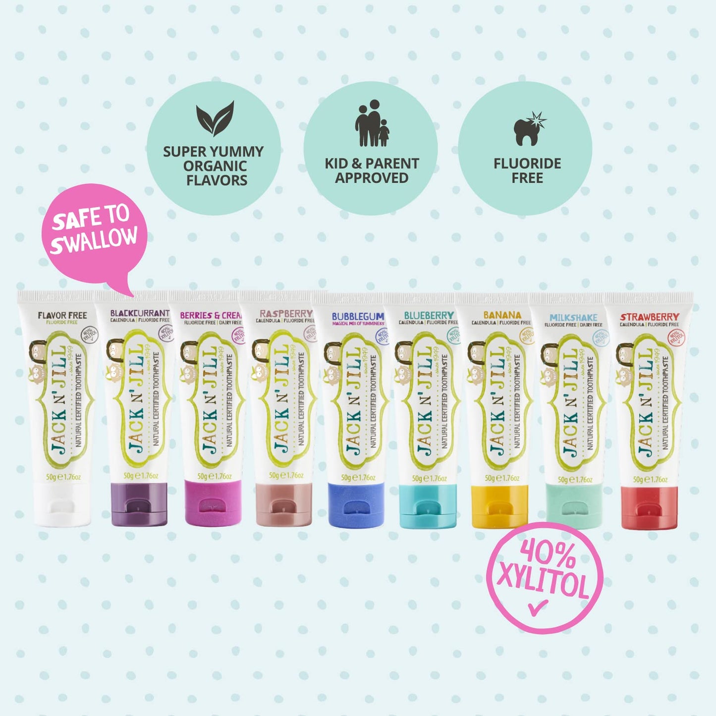 Jack N' Jill Natural Kids Toothpaste - Bubble Gum - Organic, Gluten Free, Vegan, BPA Free, Fluoride Free, SLS Free, Dairy Free - Make Toothbrushing Fun for Kids - 1.76 oz (Pack of 3)