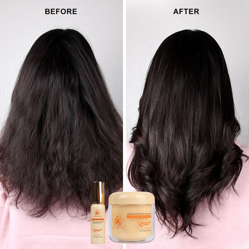 Aomimegel Hair Mask Argan Oil Set Deep Repair Conditioning Collagen Hair Treatment for Dry and Damaged Hair All Hair Types 16.9 fl oz + 2 fl oz