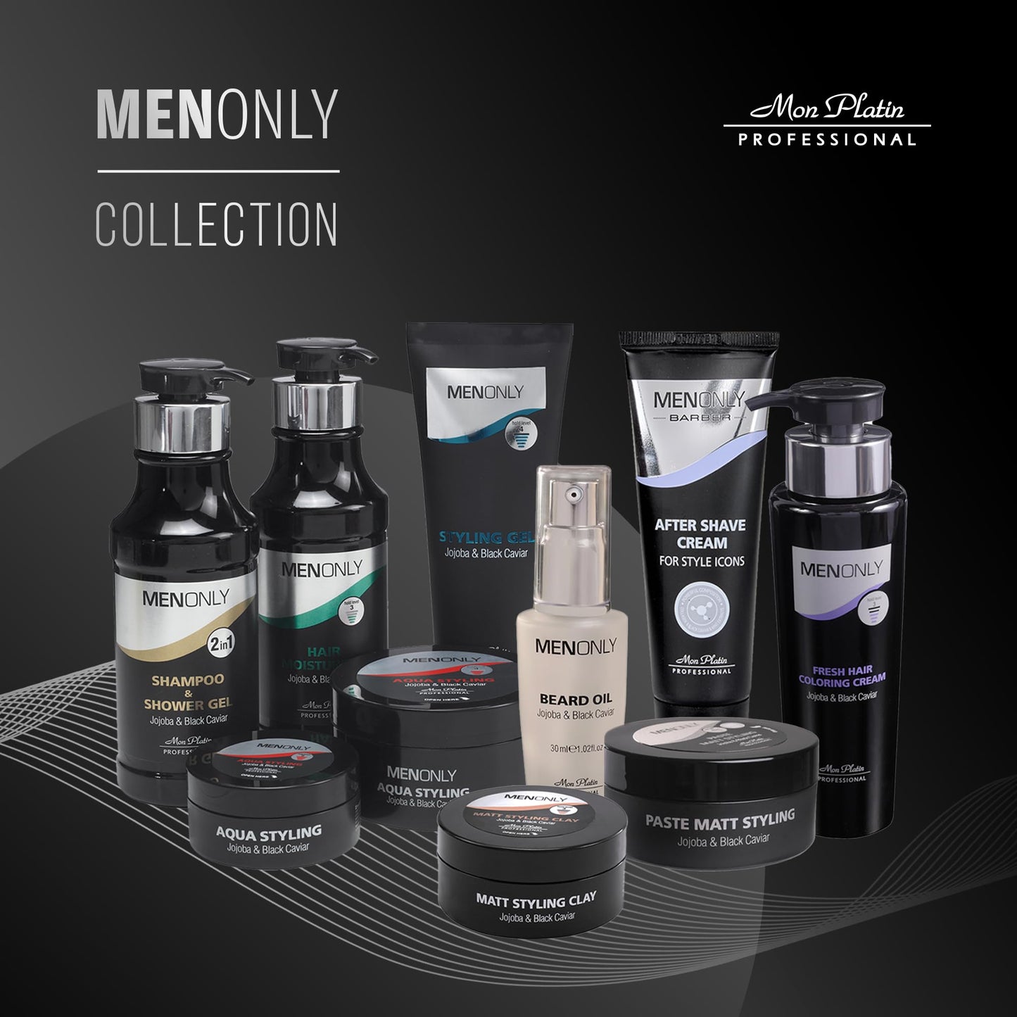 Mon Platin Black Caviar Hair Cream – Leave-In Moisturizer with Jojoba, Avocado & Silicone – Smooth & Shine – 250ml