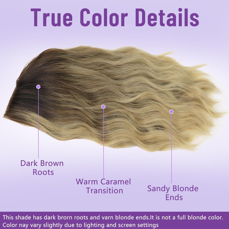 AISI HAIR 14 Inch Ombre Blonde Wigs for Women - Shoulder Length Wave Wig with Pre-Cut Lace Hairline, Middle Part Natural Wavy Bob Synthetic Heat Resistant Fiber for Daily and Party