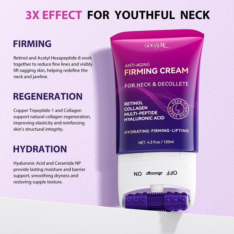 Neck Firming Cream New Formula, Tightening & Lifting Moisturizing Cream for Neck and Chest, Smooths Wrinkles & Crepey Skin, Visibly Firming, Multi-Peptide, Retinol, Collagen, Hyaluronic Acid 4.3 fl oz