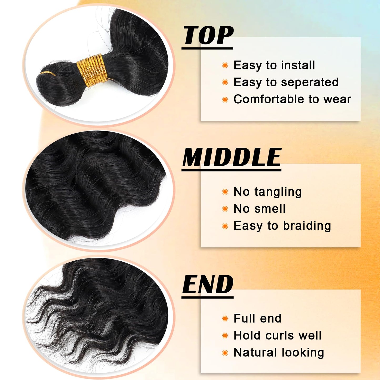 Eerya Ocean Wave Crochet Hair 18 Inch 6 Packs Deep Wave Crochet Hair for Black Women Synthetic Wavy Curly Braiding Hair for Boho Braids (18 inch,1B)