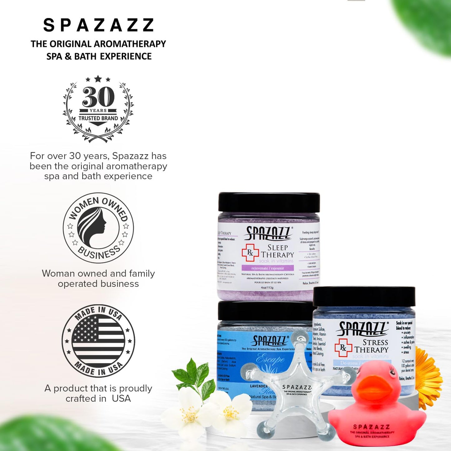 Aromatherapy Bath Salts Gift Set - 3 x 4 Oz Stress Relief, Sleep & Lavender | Includes Tumbler & Massager