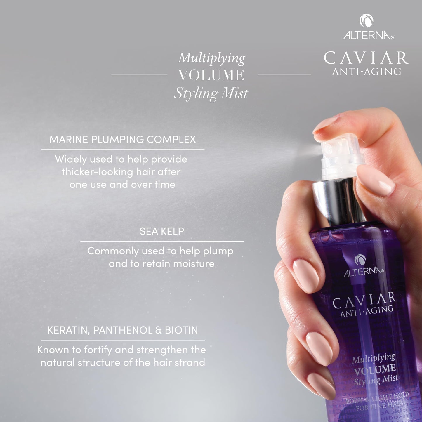 Alterna Haircare CAVIAR Anti-Aging Multiplying Volume Styling Mist, 5 Fl Oz | For Fine, Thin Hair | Light Hold | Create Instant Volume and Thickness | Sulfate Free