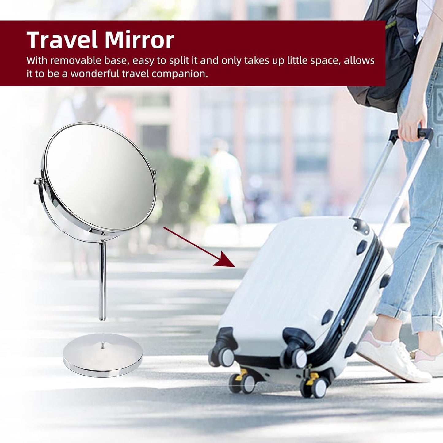 Classic Round Desktop Makeup Mirror - 15" Tall Double-Sided 360° Swivel Vanity Mirror | 1X/10X Magnification for Bathroom & Bedroom
