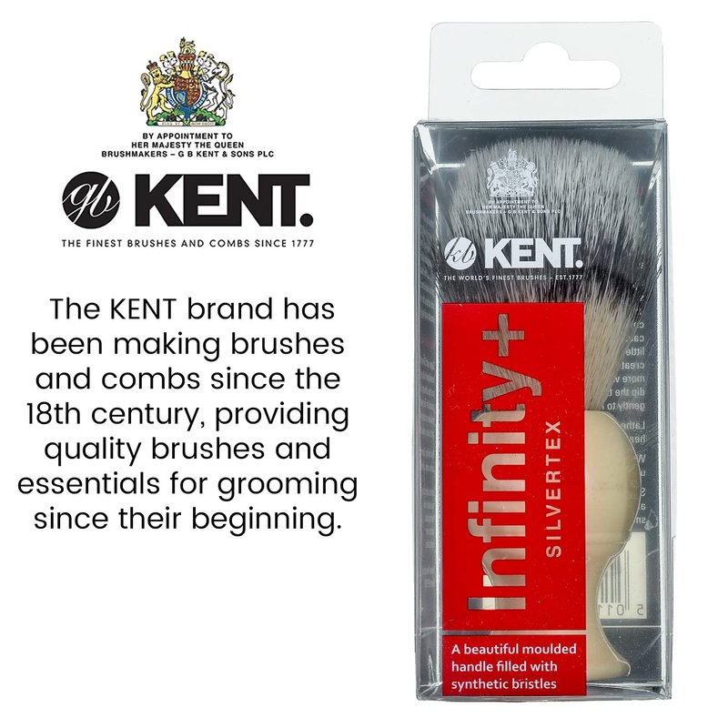 Kent Infinity Plus Shaving Brush with Ultra-Soft Silvertext Synthetic Badger Brush - Perfect Lather and Shaving Brush made for Shave Cream and Shaving Soap - Kent Luxury Shaving Since 1777