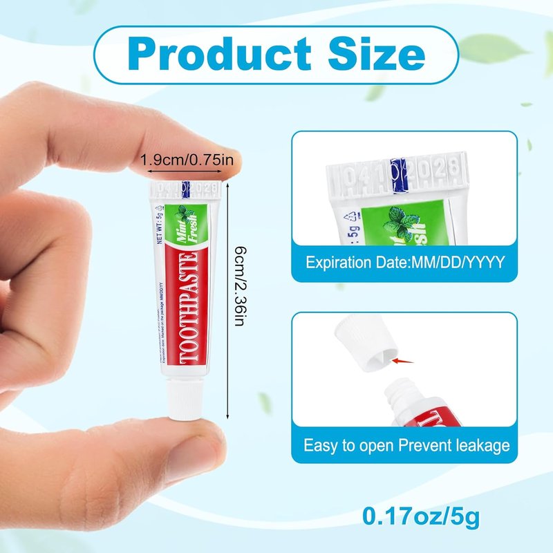 Travel Size Toothpaste - Mini Mint Disposable Tubes | 200 Count, 0.17 oz Each for Hotels, Camping, and Charities
