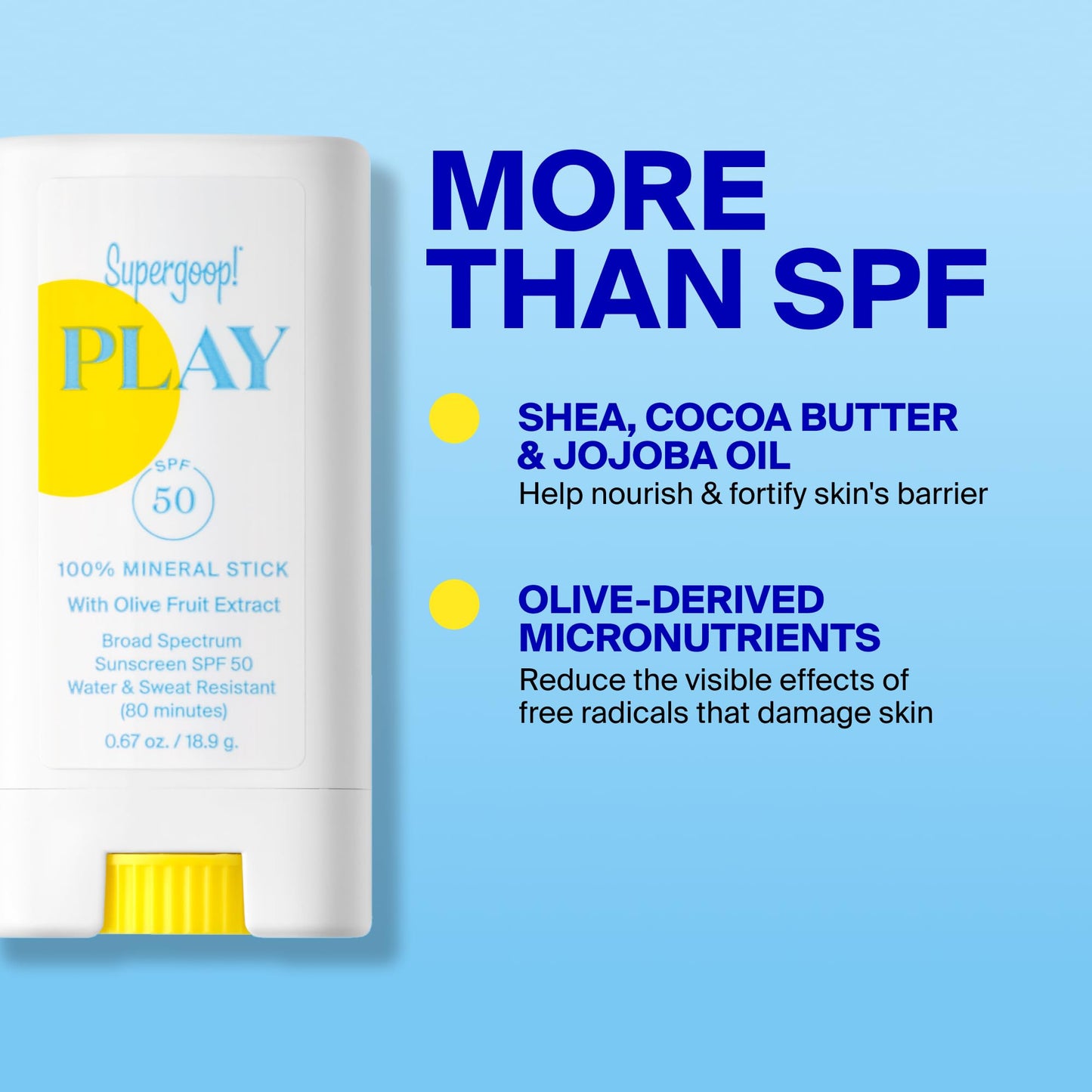 Supergoop! PLAY Mineral Stick SPF 50, 0.67 oz - On-the-Go Broad Spectrum Face Sunscreen - Water Resistant - Vegan