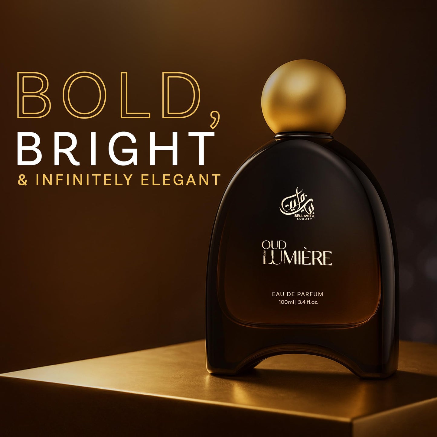 Bella Vita Luxury OUD LUMIÈRE Unisex Fragrance | EDP Perfume for Men and Women | Wood Top Note | 100 ml pack | 3.4 Fl. Oz. | Woody and Amber notes | Gift for Men and Women | Eau de Parfum