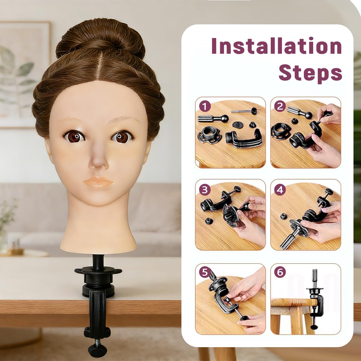 Mannequin Head with 80% Human Hair - Straight, 26"-28" Doll Head for Cosmetology & Hairdresser (A01-Black1)