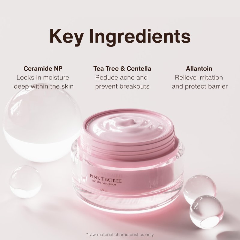 aplin Pink Tea Tree Intensive Cream - 50g/Skin Moisturizer/Facial Moisturizers/1.7 Oz, CICA, Allantoin, Korean Skin Care, Moisturizer, Hydrating
