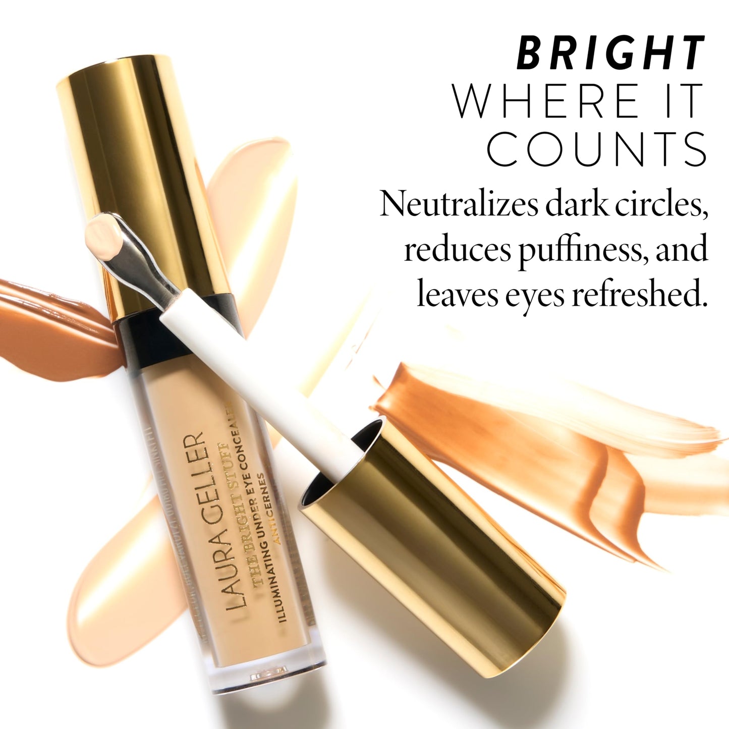 LAURA GELLER NEW YORK The Bright Stuff Illuminating Under Eye Concealer with Cooling Metal Tip - Light Coverage (02 Fair)