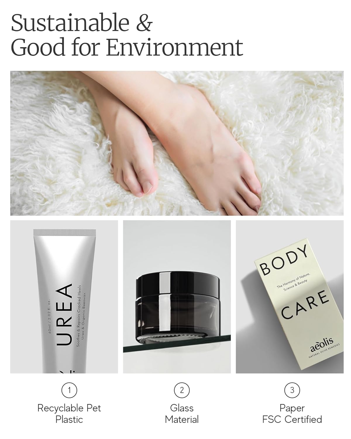 AEOLIS 10% Urea Foot Cream - Deep Moisturizing Treatment for Cracked Heels with Beeswax, Shea Butter & Aloe Vera | 2.03 fl oz
