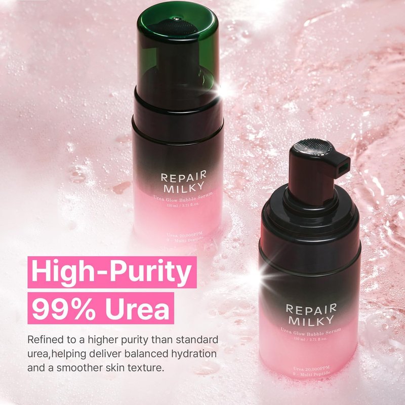 shaishaishai Repair Milky Urea Glow Bubble Serum, Gentle Glow Serum with Peptides, collagen bubble moisturizer, milky glow, Korean Skincare, 3.38 Fl Oz