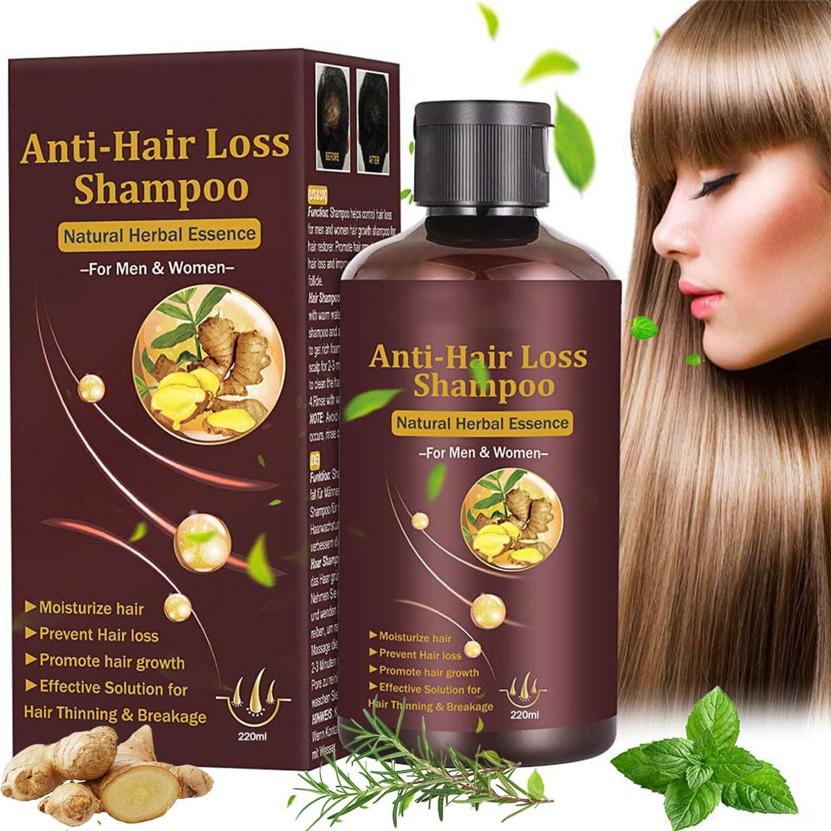 CIDBEST Hair Growth Shampoo - Anti-Thinning, Thickening Shampoo for Hair Loss & Grow Hair Fast for Men & Women, 220ML