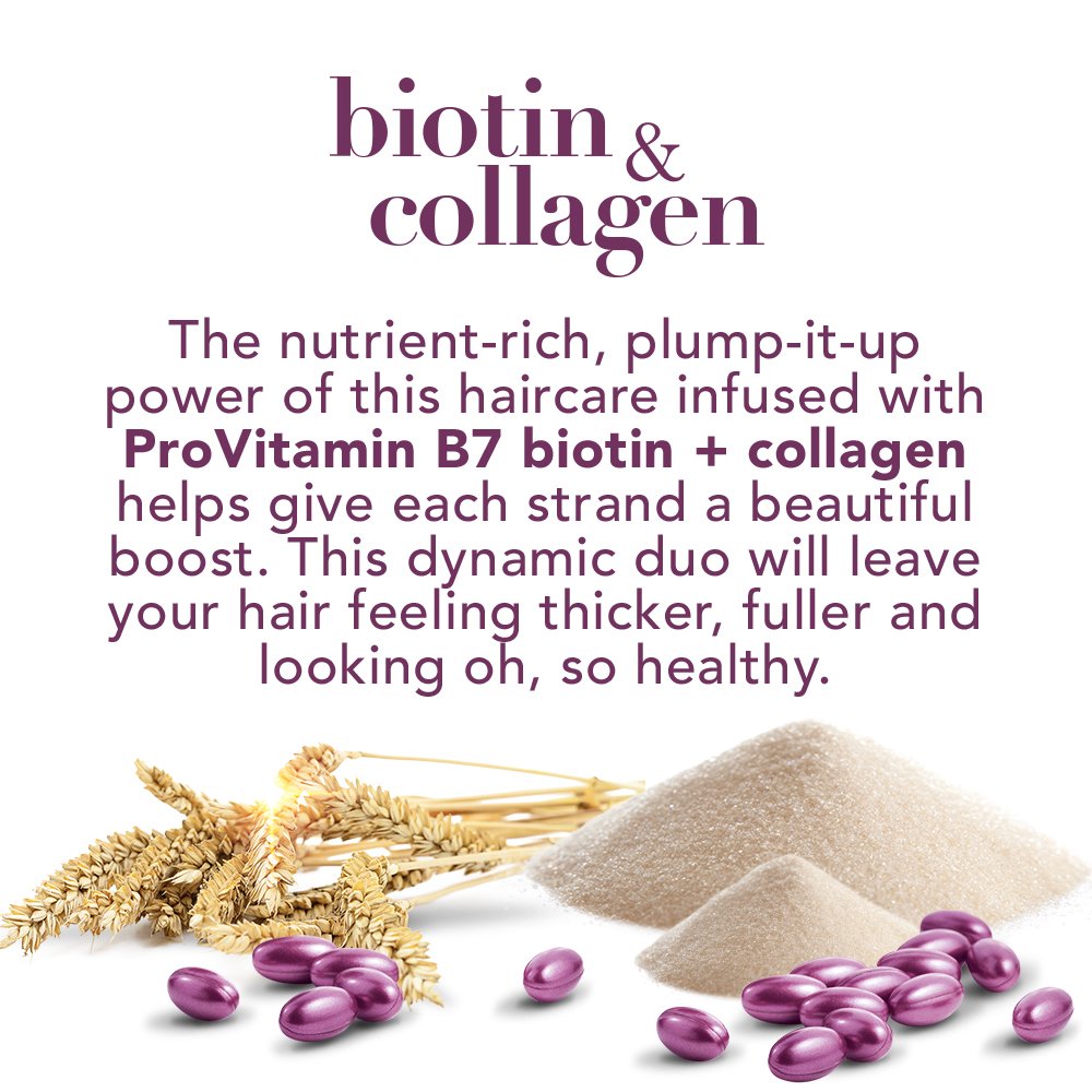 OGX Thick & Full + Biotin & Collagen Conditioner Salon Size (1) 25.4 Ounce Bottle Paraben Free Sulfate Free Ingredients Nourishing, Sulfate Free Surfactant Haircare System