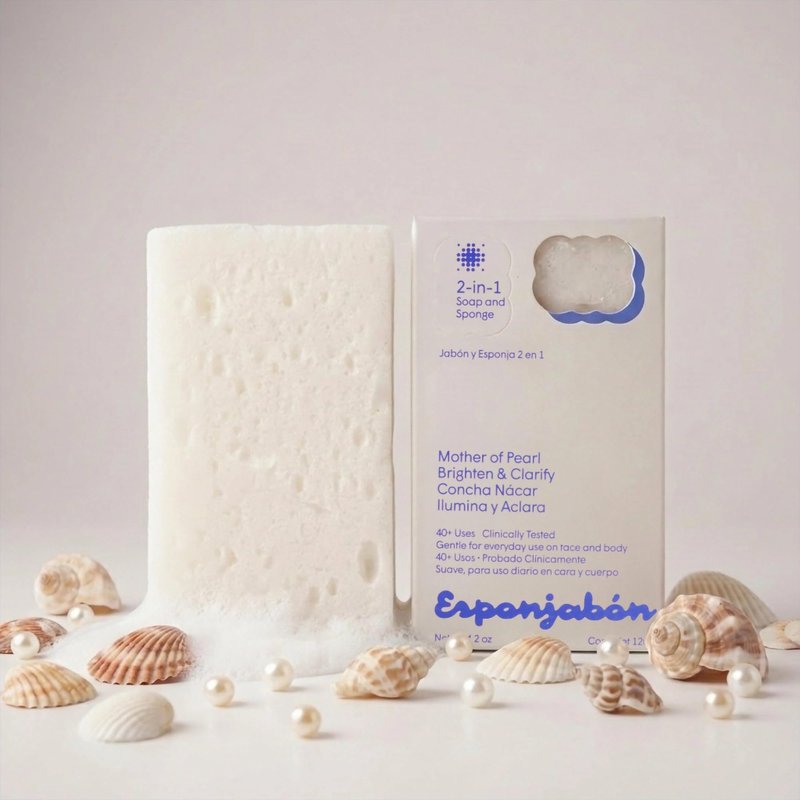 T.Taio Esponjabon Mother of Pearl Soap Sponge - Cleansing Shower Scrubber - Cleaning Bath Wash Scrub - Oil Removal - Massage & Lather Foot, Elbow, & Face - Bathroom Accessories - Fresh Scent (10-pack)