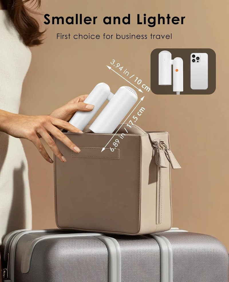 Dual Voltage Hair Dryer - Travel-Friendly 100V-240V Auto-Sensing Blow Dryer | Portable Design with 200x Temp Control