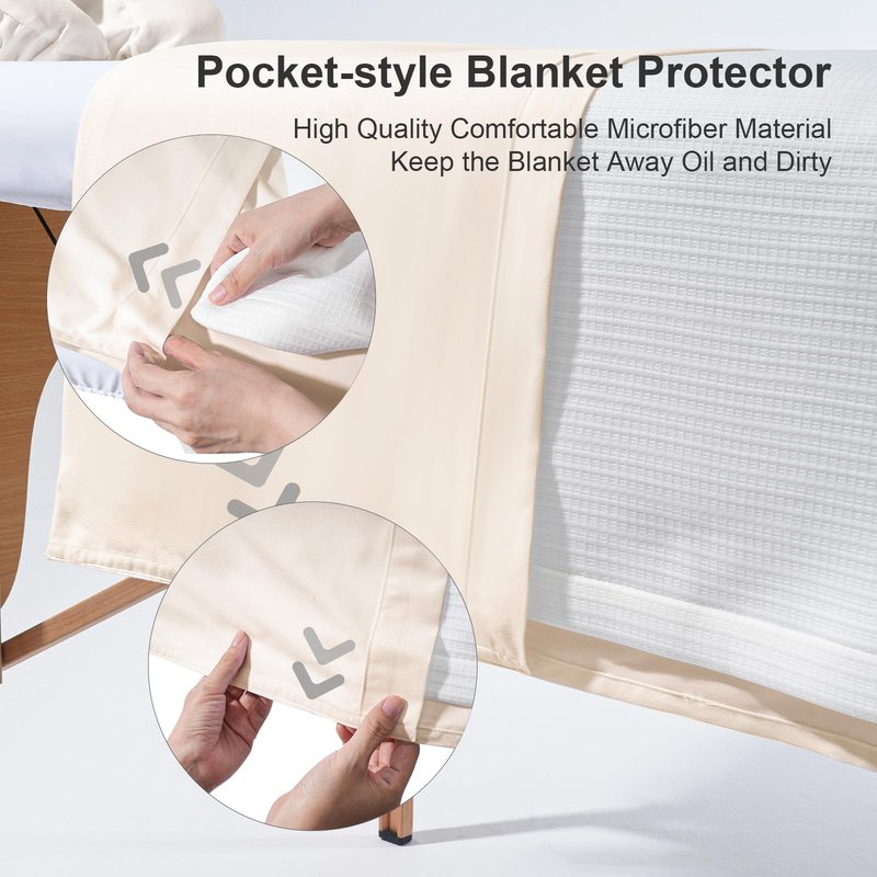 SHINARDO Massage Table Cover Set, Microfiber Material, Pocket-Style Blanket Protector, Fitted Sheet, Face Rest Cover (Khaki)