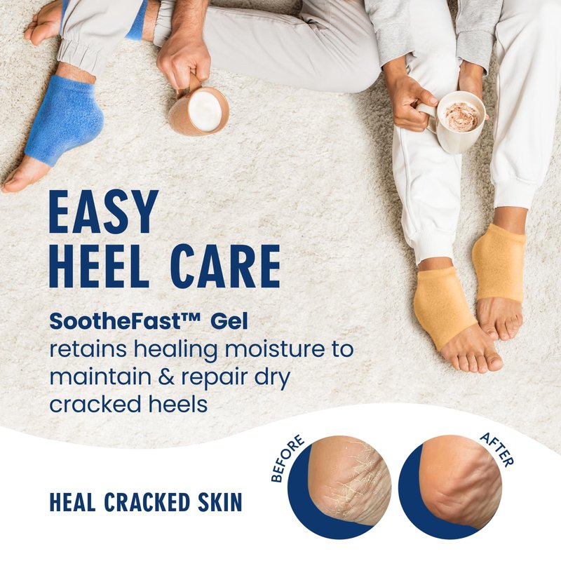 Dr. Frederick’s Original Moisturizing Fuzzy Heel Socks - Cozy Gel-Lined Socks for Dry Cracked Heels - 2 Pairs - Overnight Foot Care with Olive Oil, Vitamin E - Gifts for Women & Men - Variety Pack