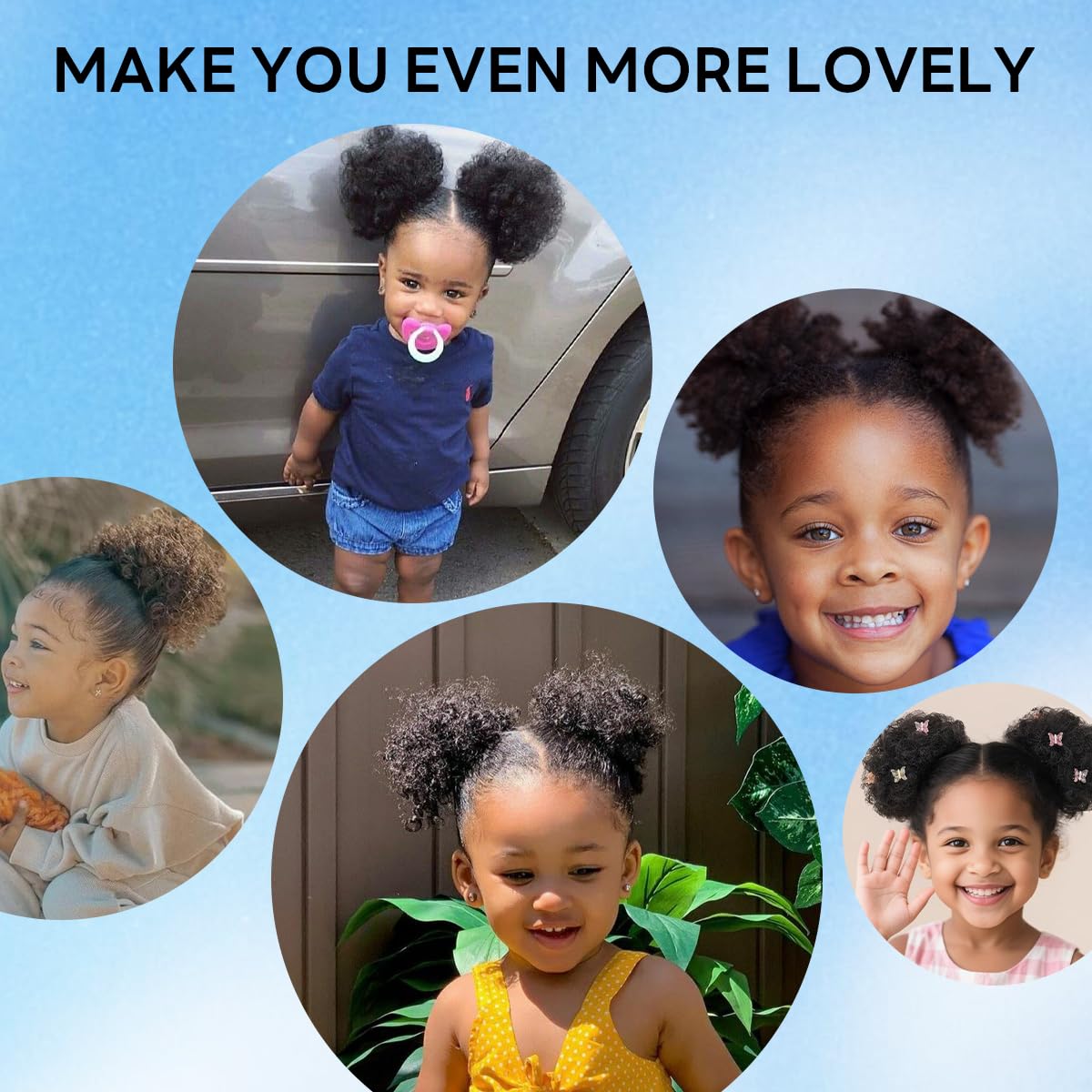 Voluminous Afro Puff - 100% Human Hair Drawstring Ponytail | Heat-Resistant Kinky Curly Extension (8in, Natural Black 1B#)