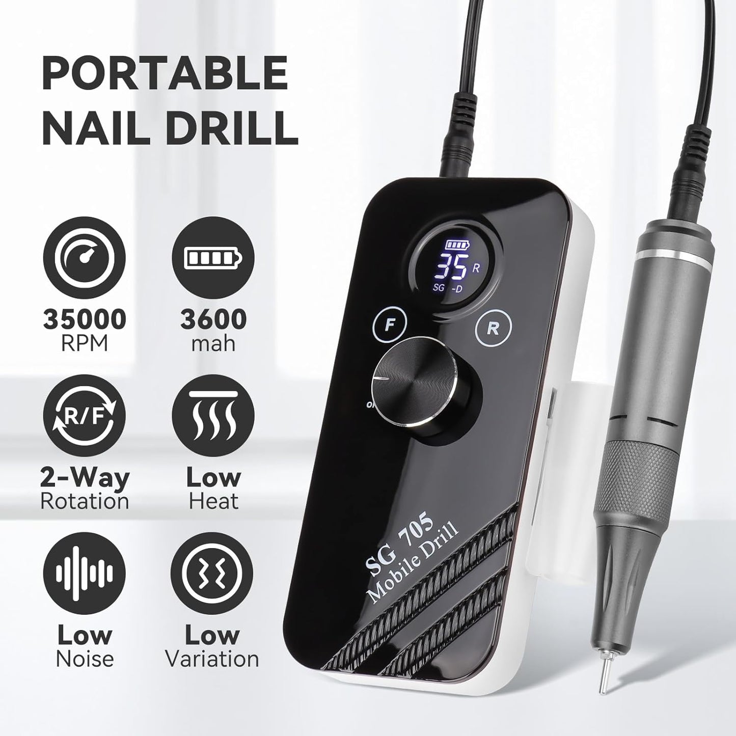 Acrylic Nail Tools Set - Professional Mobile Drill Kit for Nail Art & DIY Manicure | High-Quality Brushes, Files & Accessories
