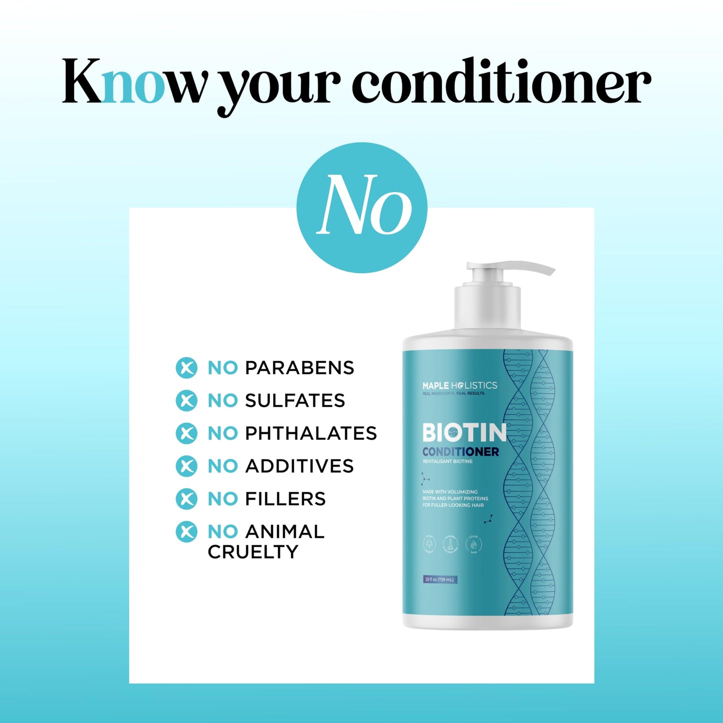 Biotin Conditioner for Thinning Hair - Volumizing Conditioner for Fine Thin & Weak Hair - Sulfate Paraben & Silicone Free with Nourishing Plant Proteins Argan Oil Green Tea & B Vitamins (25 Fl Oz)