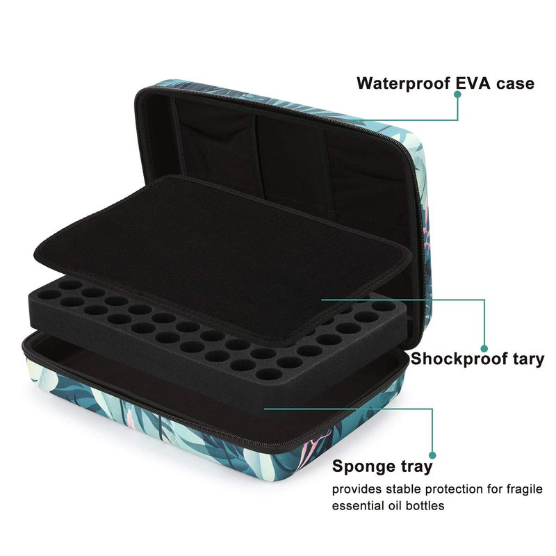 FITNATE 70 Bottles EVA Essential Oil Case Shockproof, Waterproof and Durable, Holding up to 5/10/15 ml Bottles, Essential Oils Travel Case with Bottle Opener, Colorful Stickers and Funnel