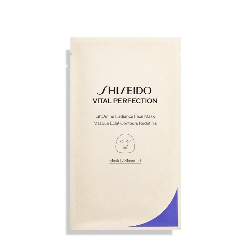 Shiseido Vital Perfection LiftDefine Radiance Face Mask - Instantly Effective Two-Piece Face & Neck Sheet Mask for Lifting & Firming. Includes Six Complete Sets.