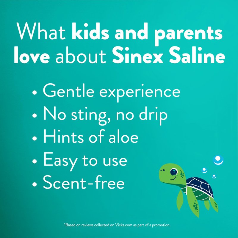 Vicks Sinex, Children's Saline Nasal Spray, Drug Free Ultra Fine Mist with Hint of Aloe, Ages 1+, Fast Everyday Stuffy Nose Relief for Kids, Clear Mucus from a Cold or Allergy, 5 OZ x 2
