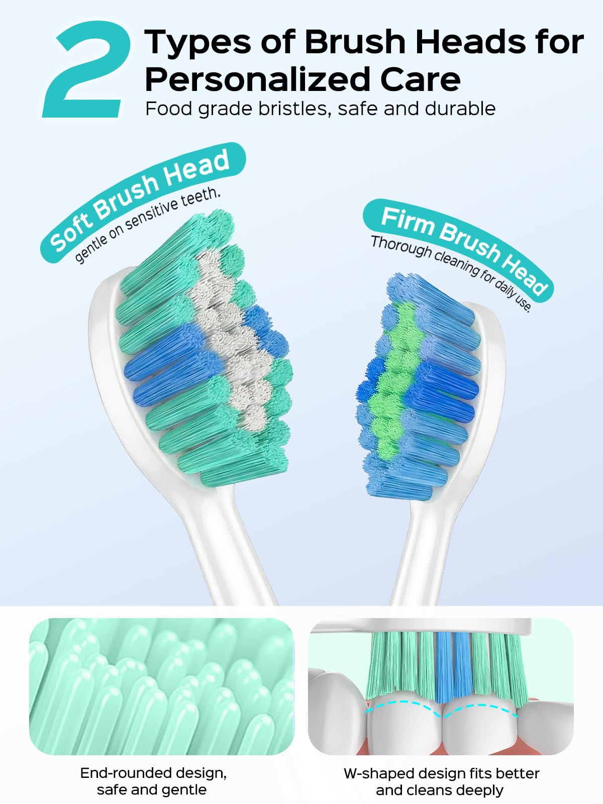COSLUS C40 Sonic Electric Toothbrush for Adults: 47000 VPM for Deep Cleaning & Whitening with Travel Case - 5 Modes for Sensitive Teeth & Braces, Wireless Charging, 6 Brush Heads, Pink & Green (2PCS)