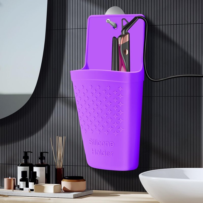 Heat Resistant Silicone Hair Iron Mat & Pouch - Portable Travel Holder for Styling Tools | Purple - 2 Pack