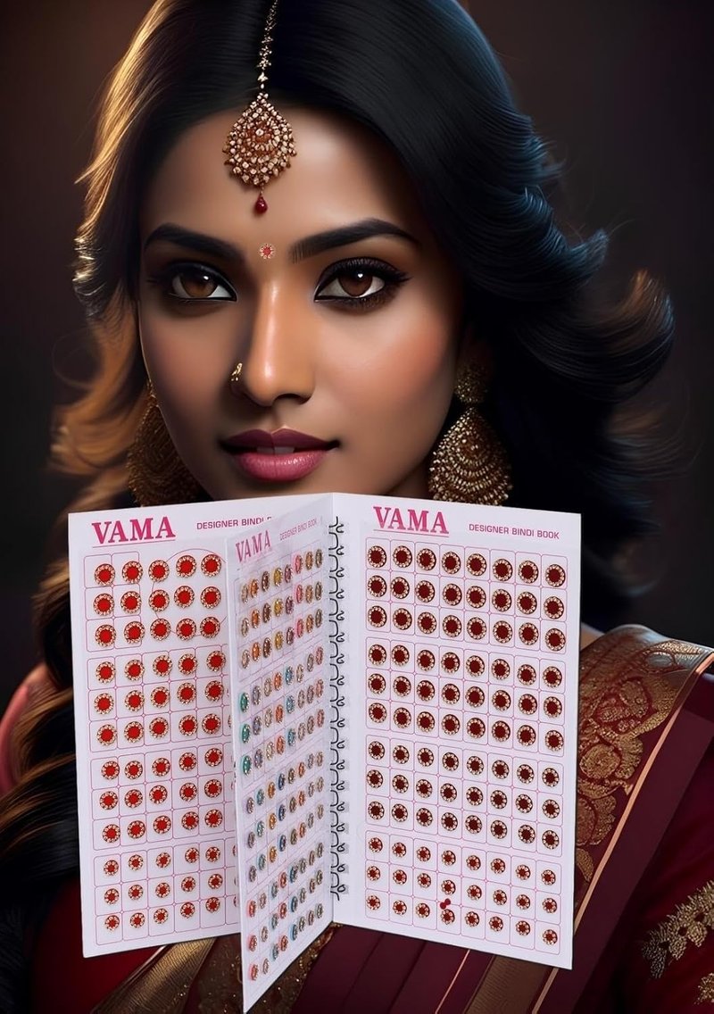 Multicolor Round Pastel Stone Border Bindi Book | 372 Indian Stickers for Women