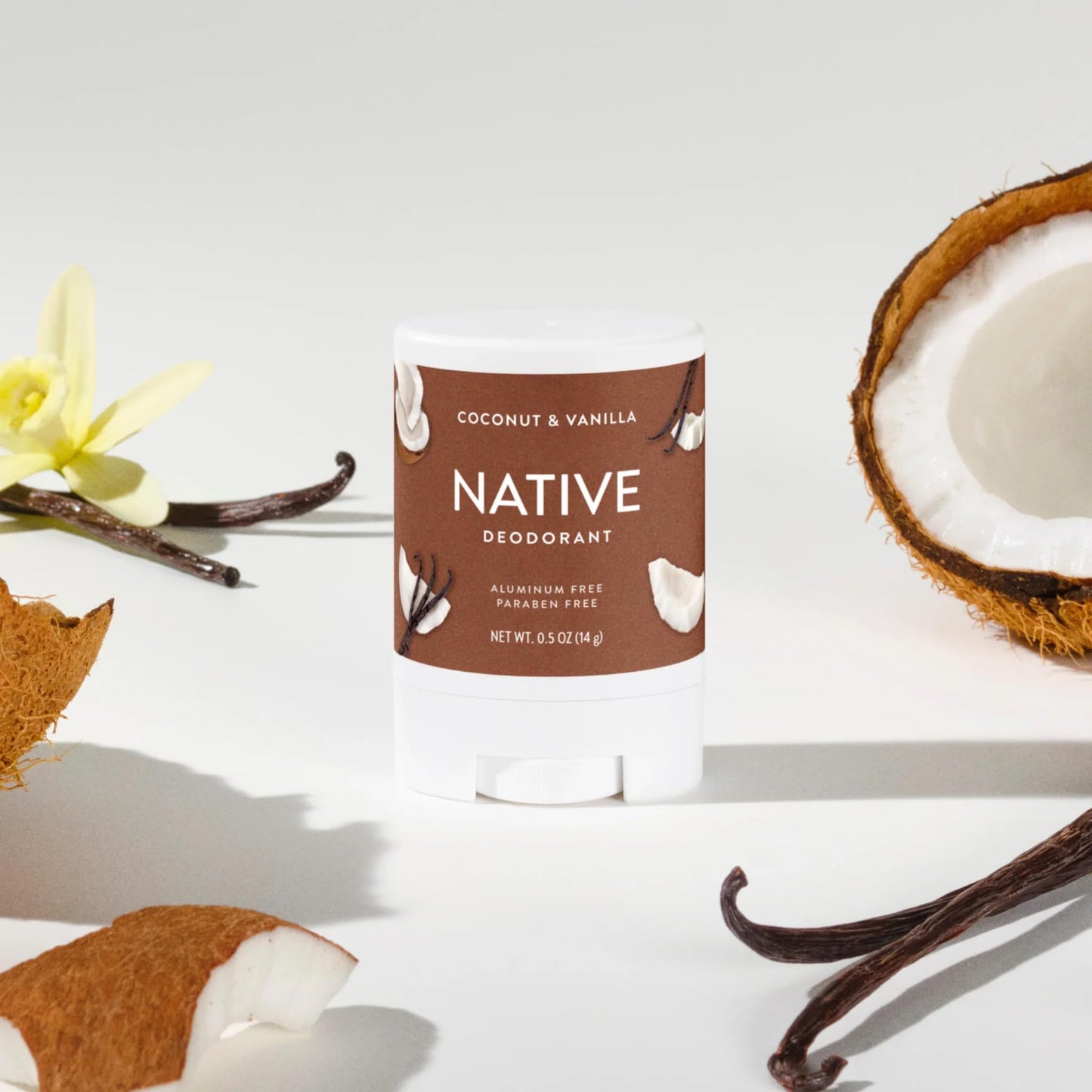 Native Deodorant, Aluminum Free, Coconut & Vanilla, for Women and Men, Travel Size 0.5oz (Pack of 4)