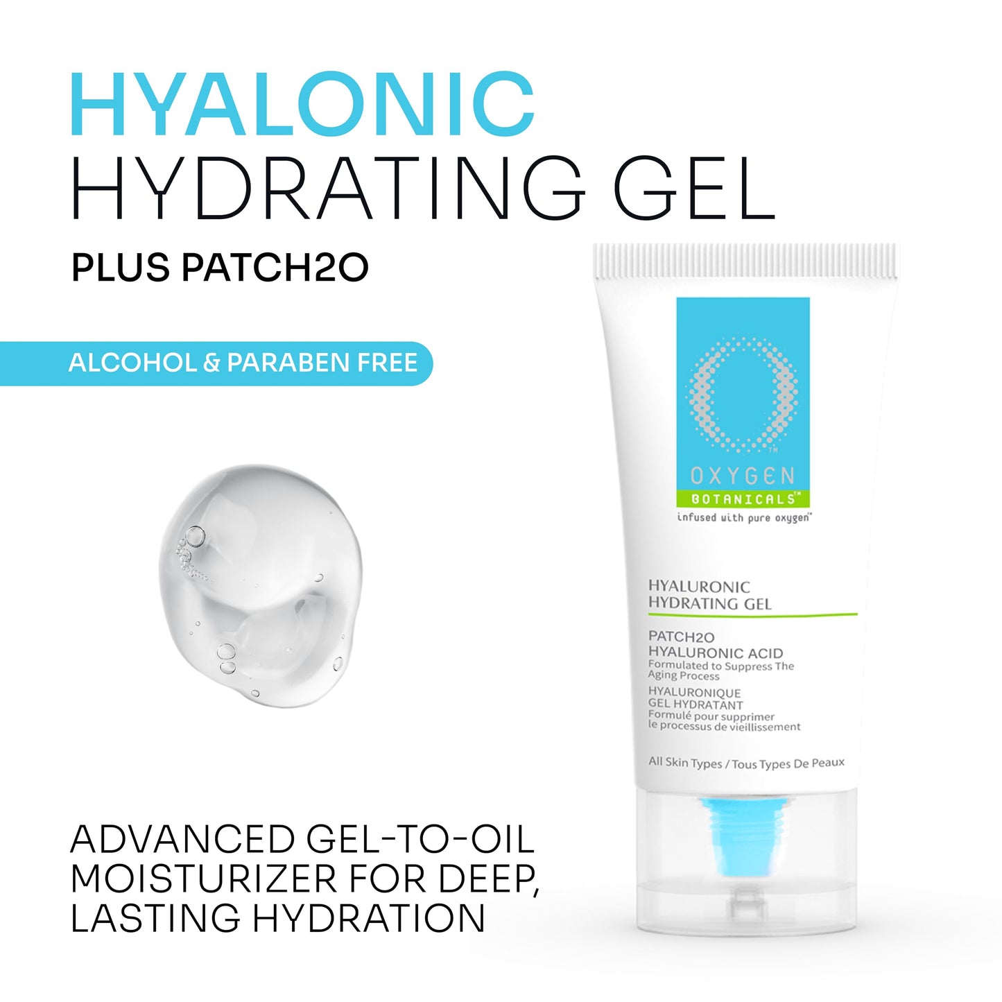 Hyaluronic Hydrating Gel plus PATCH2O -Moisturizing gel for all skin types, light and refreshing formula, daily protection-75ml (Hyaluronic Hydrating Gel)